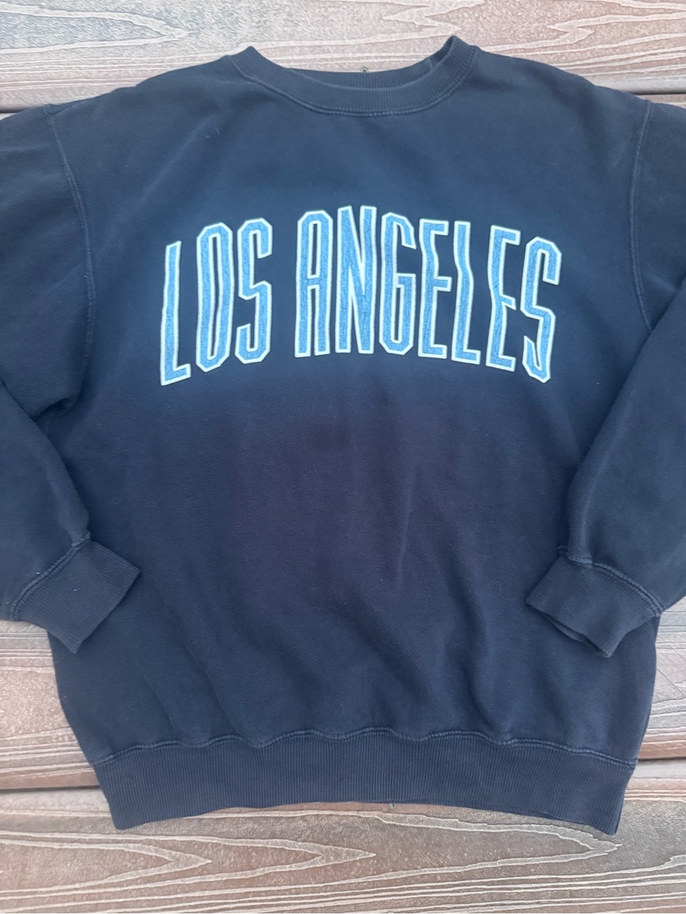 Brandy Melville Navy Crewneck with Light Blue 'LOS ANGELES' sweater - Picture 2 of 10